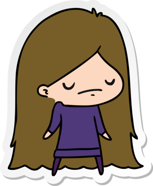 Bir insan tarafından çizilmiş sevimli bir kawai kızının çizilmiş bir karikatür çizimi.