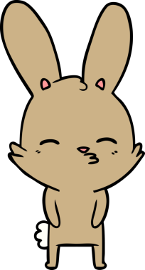 Bir insan tarafından çizilmiş meraklı tavşan çizgi filmi.