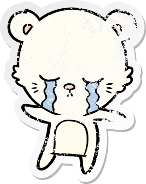 Ağlayan bir karikatür kutup ayısının insan tarafından çizilmiş sıkıntılı çıkartması.