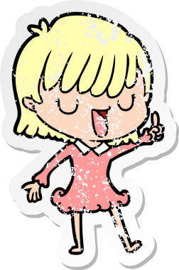 Bir insan tarafından çizilmiş karikatür bir kadının sıkıntılı çıkartması.