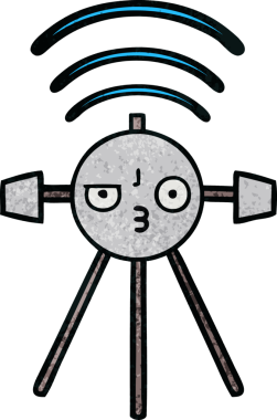 Bir insan tarafından çizilmiş bir uydunun retro grunge desen karikatürü