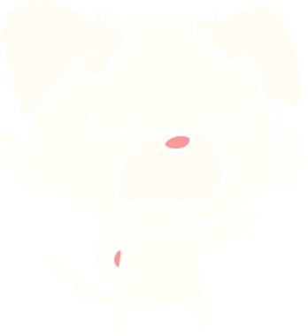 Bir insan tarafından çizilmiş düz renkli çizgi film köpeği.