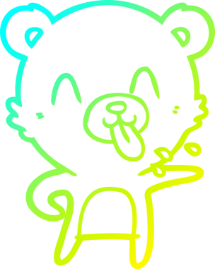 Bir insan tarafından çizilmiş dilden çıkmış kaba bir kutup ayısının soğuk çizgi çizimi.