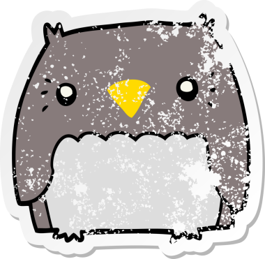 Bir insan tarafından çizilmiş sevimli bir baykuşun sıkıntılı çıkartması.