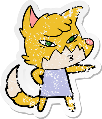 Bir insan tarafından çizilmiş zeki bir tilkinin sıkıntılı çıkartması.