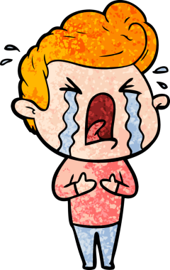 Bir insan tarafından çizilmiş ağlayan bir karikatür.