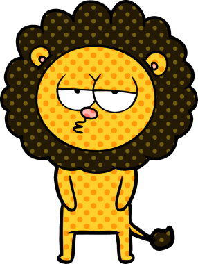 Bir insan tarafından çizilmiş yorgun bir aslan.