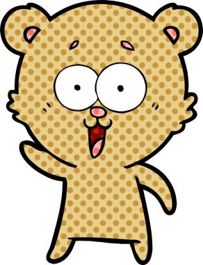 Bir insan tarafından çizilmiş gülen oyuncak ayı çizgi filmi.