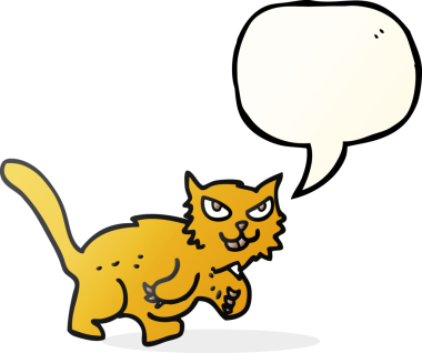 Bir insan tarafından çizilmiş serbest konuşma balonu çizgi film kedisi