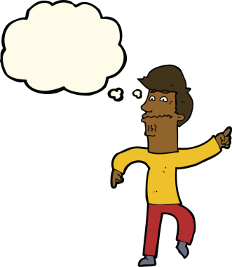 Bir insan tarafından çizilmiş düşünce kabarcığını gösteren endişeli bir çizgi film.