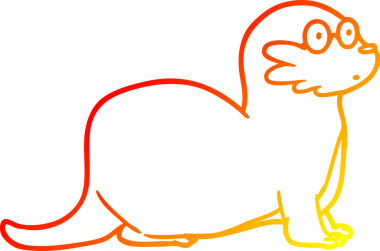 Bir insan tarafından çizilmiş bir su samurunun sıcak çizgi çizimi