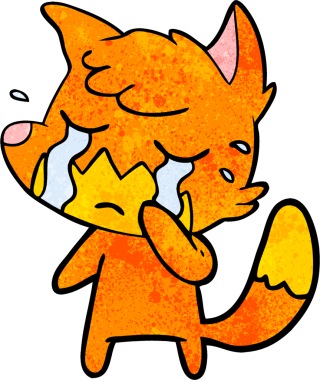 Bir insan tarafından çizilmiş ağlayan tilki çizgi filmi.