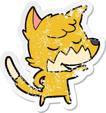 Bir insan tarafından çizilmiş dost canlısı bir tilkinin sıkıntılı çıkartması.