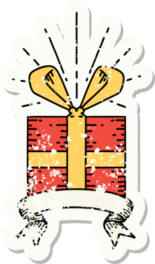 Bir insan tarafından çizilmiş dövme stili eski bir çıkartma.