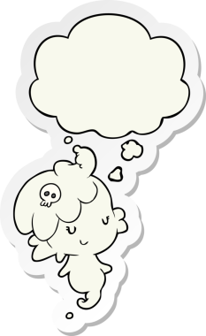 İnsan tarafından çizilmiş bir çıkartma olarak düşünce baloncuğu olan çizgi film hayaleti.