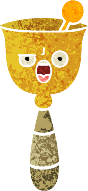 Bir insan tarafından çizilmiş okul çanının retro çizim stili karikatürü