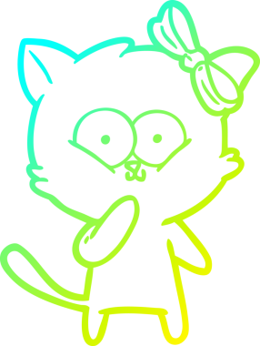 Bir insan tarafından çizilen çizgi film kedisinin soğuk gradyan çizgisi.