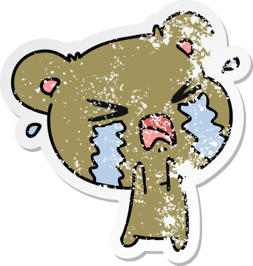 Bir insan tarafından çizilmiş ağlayan şirin bir ayının serbest sticker 'ı.