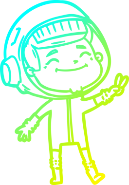 Bir insan tarafından çizilmiş mutlu bir astronotun soğuk gradyan çizimi.