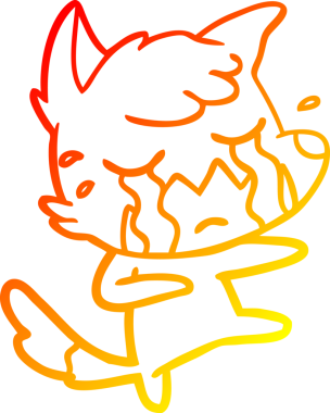 Bir insan tarafından çizilmiş ağlayan tilki çizgi filminin sıcak çizgi çizimi