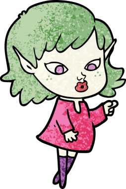 Bir insan tarafından çizilmiş çizgi film elf kızı.