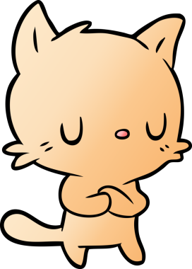 Bir insan tarafından çizilmiş sevimli çizgi film kedisi.