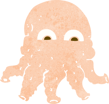 Bir insan tarafından çizilmiş uzaylı mürekkep balığı yüzü.