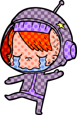 Bir insan tarafından çizilmiş ağlayan astronot kız.