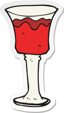 Bir insan tarafından çizilmiş şarap kadehinin çıkartması.