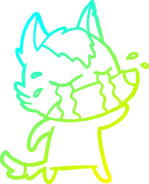 Bir insan tarafından çizilmiş ağlayan kurdun soğuk çizgi çizimi.