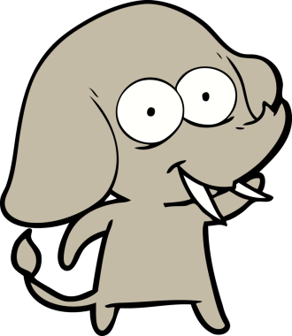 Bir insan tarafından çizilmiş mutlu bir fil.