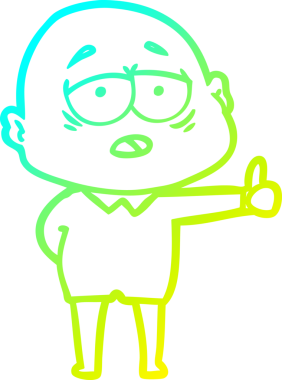 Bir insan tarafından çizilmiş, yorgun, kel bir adamın çizdiği soğuk çizgi.