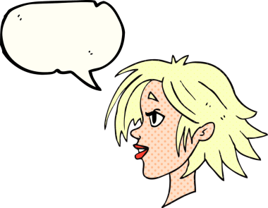 El yazısıyla çizilmiş çizgi roman konuşma balonu çizgi filmi bir insan tarafından çizilmiş mutlu kadın yüzü.