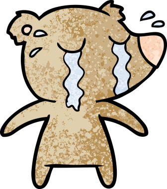 Bir insan tarafından çizilmiş ağlayan ayı karikatürü.