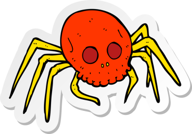 Bir insan tarafından çizilmiş ürkütücü bir cadılar bayramı kafatası örümceğinin çıkartması.