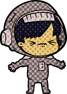 Bir insan tarafından çizilmiş astronot kadın.