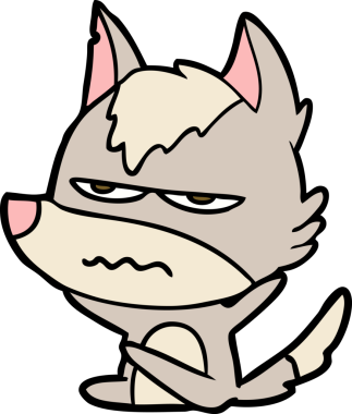 Bir insan tarafından çizilmiş rahatsız kurt çizgi filmi.