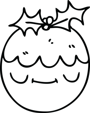 Bir insan tarafından çizilmiş tuhaf bir çizgi film Noel pudingi