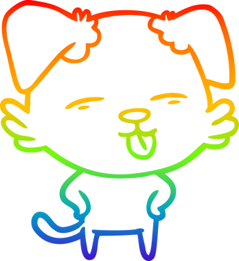 gökkuşağı gradyan çizgi çizimi bir insan tarafından çizilmiş dili dışarı çıkaran bir köpek