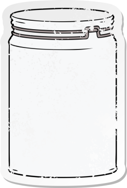 Bir insan tarafından çizilmiş boş bir cam kavanozun sıkıntılı yapıştırması.