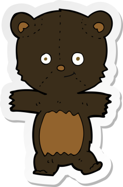 Bir insan tarafından çizilmiş şirin bir kara ayının çıkartması.