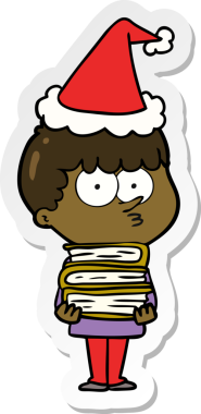 Bir insan tarafından çizilmiş Noel Baba şapkası giyen meraklı bir çocuğun el yazısı.