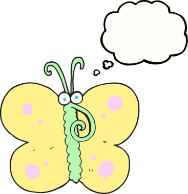 Bir insan tarafından çizilmiş serbest çizim balon karikatür kelebeği