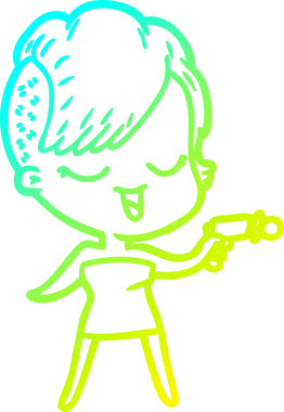 Bir insan tarafından çizilmiş mutlu çizgi film kızı çizimi.