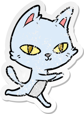 Bir insan tarafından çizilmiş karikatür kedisinin sıkıntılı çıkartması.