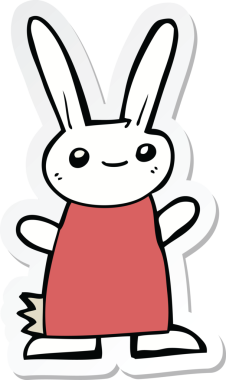 Bir insan tarafından çizilmiş şirin bir tavşanın çıkartması.