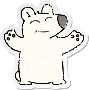 Bir insan tarafından çizilmiş garip bir el çizimi kutup ayısının sıkıntılı çıkartması.