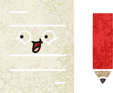 Bir insan tarafından çizilmiş bir test kağıdının retro çizim stili karikatürü