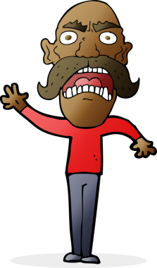 Bir insan tarafından çizilmiş kızgın yaşlı bir adam.