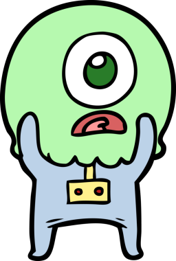 Çizgi film Tepegöz uzaylı uzay adamı bir insan tarafından çizildi.